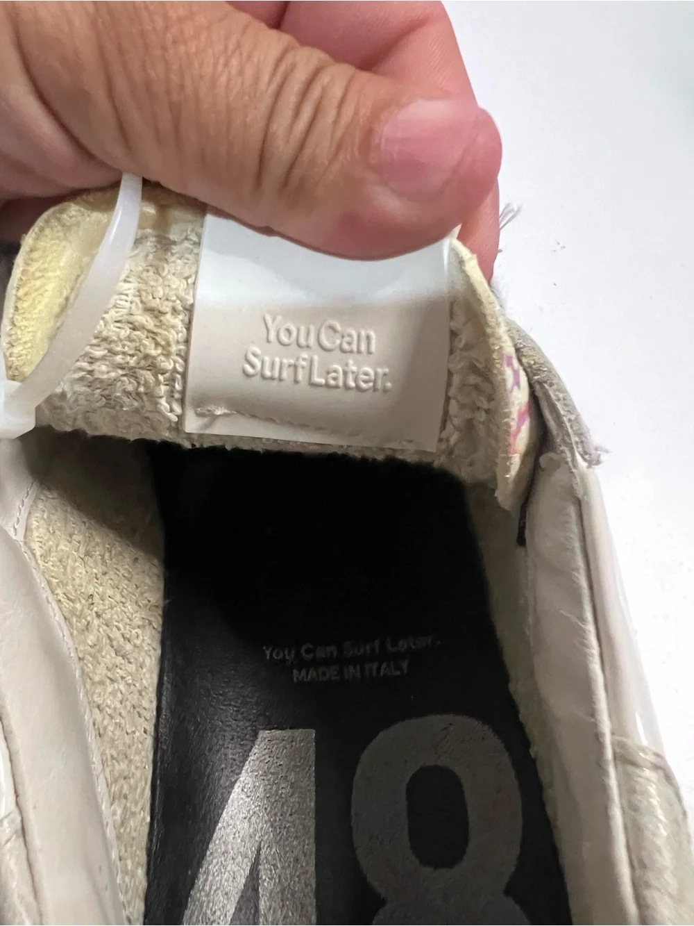 P448 John White Leather Low Top Sneakers Holographic Details Made In Italy